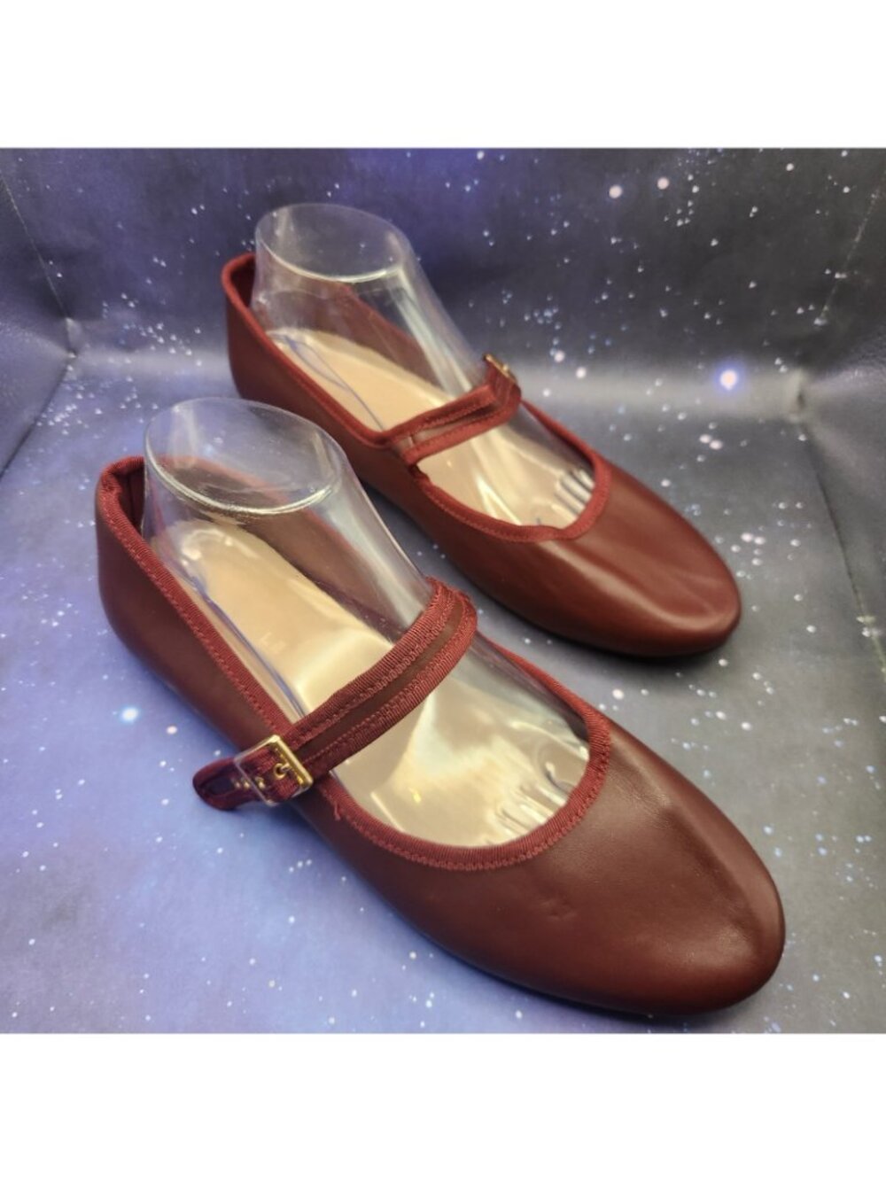 Fever Sole Maroon Red Mary Jane Flats Slip On Shoes Buckle EURO 41 US 9.5 NEW - Picture 3 of 9